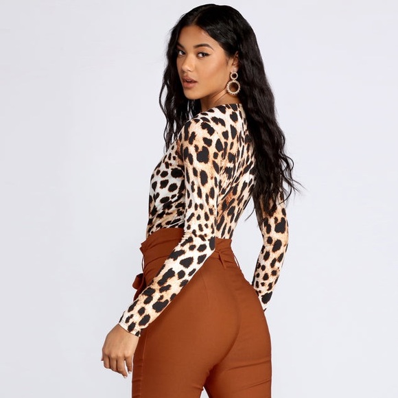 Fab and Fierce Long Sleeve Leopard Bodysuit - Picture 3 of 10